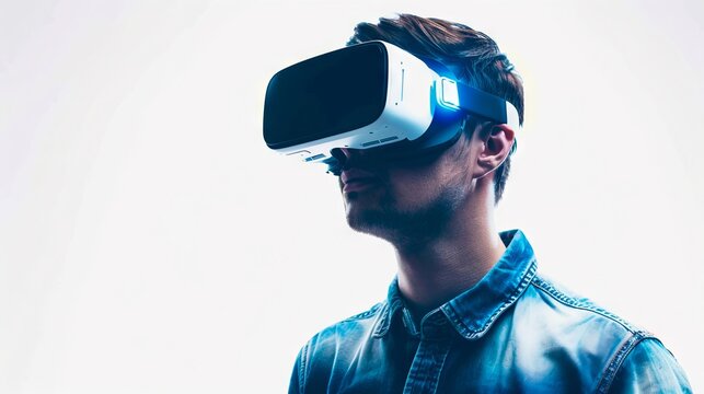 A man wearing a virtual reality headset.