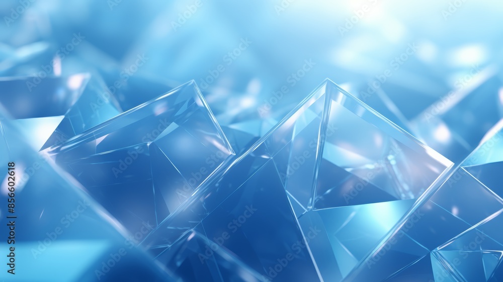Poster  ethereal abstract blue background with ethereal diamonds and squares in a dreamy geometric pattern. 