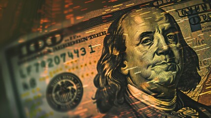 Close up of Benjamin Franklin on a dollar bill