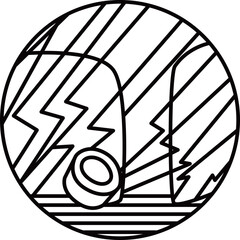 線画円形シンプル花札　霜月　栃　11月　栃のカス