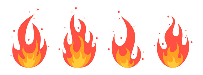 Hot fire flame icon collection cartoon illustration © DimsArt