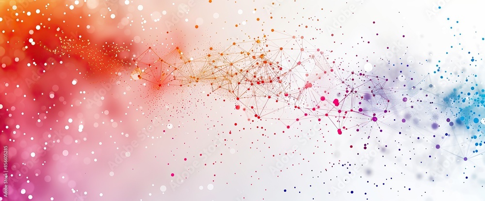 Poster abstract network with colorful dots and lines