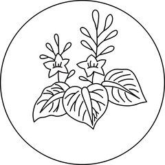 線画円形花札　師走　桐　12月　桐のカス