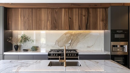 Artistic Water Splash on a Colorful Wavy Kitchen Wall