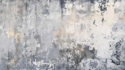 Rustic Textured Wall with Urban Chic Color Washing Technique. Aged effect. Palette of gray, blue, black, white, and taupe with subtle variations. High-resolution. Soft and layered finish.