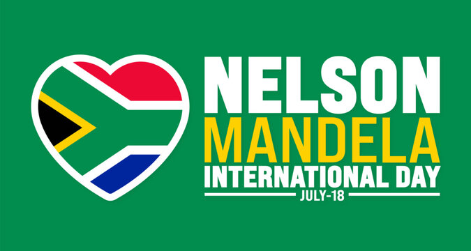 18 July is Nelson Mandela International Day south africa flag background template. Use to banner, placard, card, and poster design template with text inscription and standard color. vector