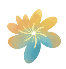 blue and yellow flower transparent background. 