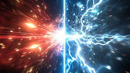 " 相対的な赤と青のエナジーのバトル ."