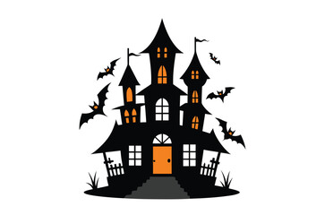 Halloween house vector illustration, silhouettes of haunted house, Halloween house silhouette