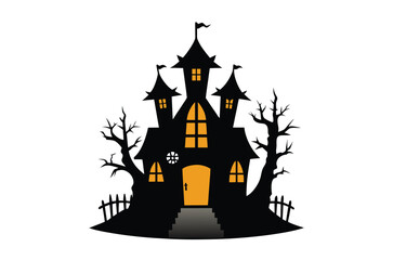 Halloween house vector illustration, silhouettes of haunted house, Halloween house silhouette