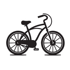 Silhouette of Bicycle Icon Isolated in White