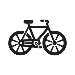 Silhouette of Bicycle Icon Isolated in White