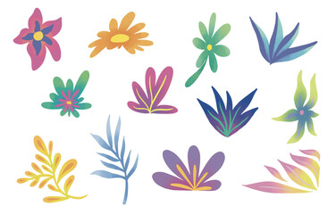 set of flowers clip art illustration