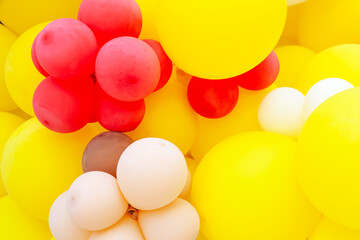 Background from colorful colored inflatable balls.