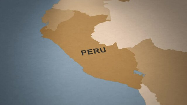 Old Paper Map of Peru