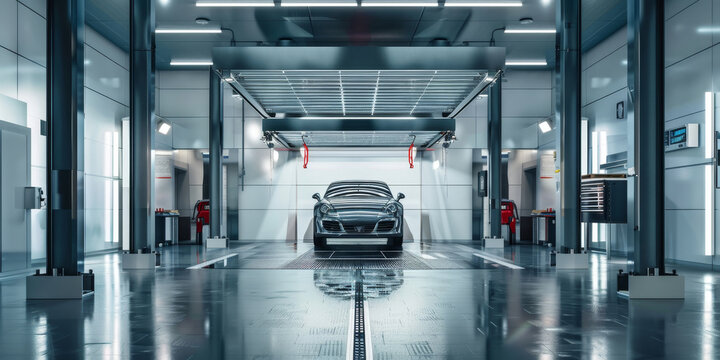 A car is sitting in a car wash