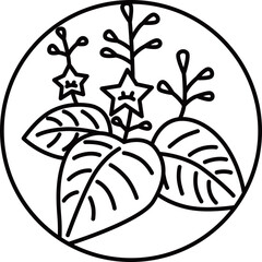 線画円形シンプル花札　師走　桐　12月　桐のカス