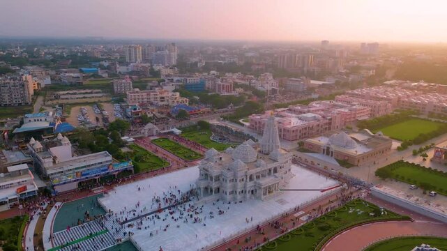 Prem Mandir Aerial View, Founded by Jagadguru Shri Kripalu Ji Maharaj in Vrindavan - Prem Mandir is the Temple of Divine Love.
