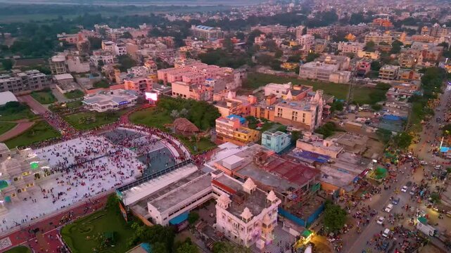Prem Mandir Aerial View, Founded by Jagadguru Shri Kripalu Ji Maharaj in Vrindavan - Prem Mandir is the Temple of Divine Love.