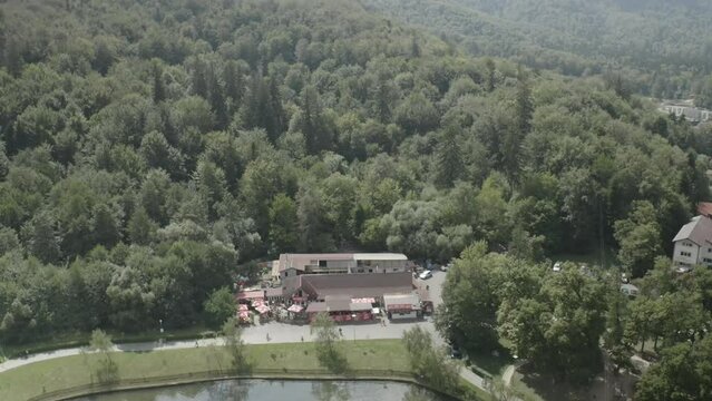 Aerial view over Noua Lake from Brasov in Romania