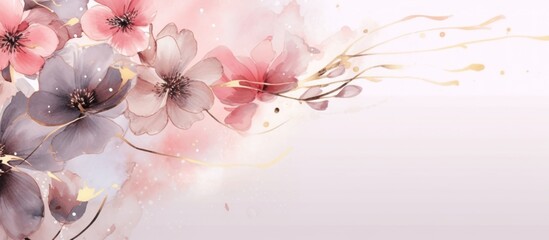 Watercolor Floral Illustration with Golden Details