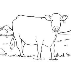 Cow Farm Animal Coloring Page