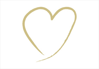 Corazón dorado de trazado de pincel