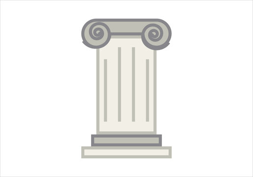 Columna griega o romana cl&aacute;sica en fondo blanco