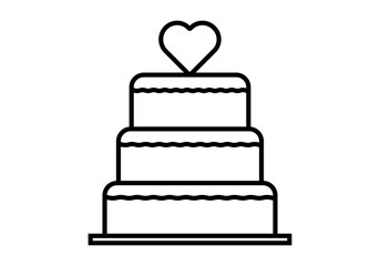 Icono negro de tarta de boda
