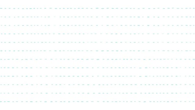手書きのノートなどの破線・罫線がゆらゆらと動く、パラパラアニメーション素材　ループ・10秒　白背景・ブルーグリーン