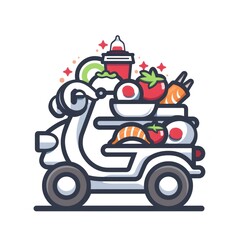 Sushi Delivery Scooter Illustration