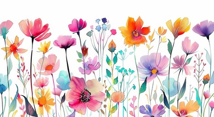 flores de acuarela sobre fondo blanco