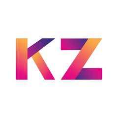 Initial Letter KZ Logo Lowercase, magenta and orange, Modern and Simple Logo Design