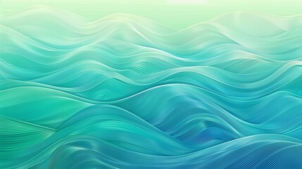Fototapeta premium A gradient of cool blues and greens with subtle wave patterns, creating a serene and calming abstract background.
