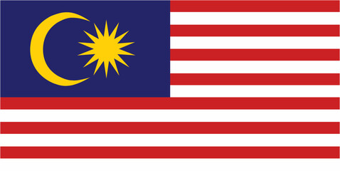 Malaysia official flag vector with standard size and proportion. National flag emblem with accurate size and colors.