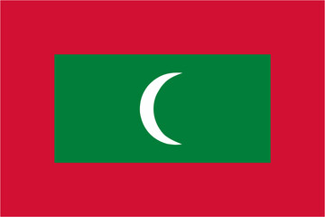 Maldives official flag vector with standard size and proportion. National flag emblem with accurate size and colors.