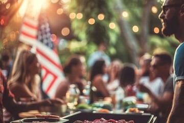 Friends enjoy backyard barbecue party on Labor Day