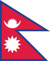 Fototapeta premium Nepal official flag vector with standard size and proportion. National flag emblem with accurate size and colors.