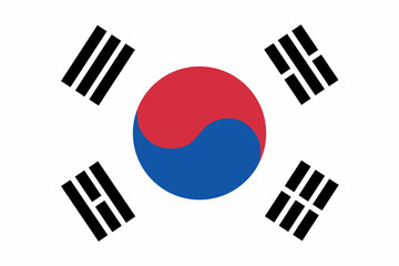 South Korea official flag vector with standard size and proportion. National flag emblem with accurate size and colors.