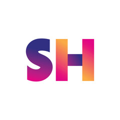 Initial Letter SH Logo Lowercase, magenta and orange, Modern and Simple Logo Design