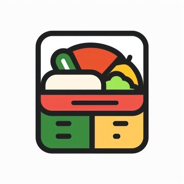 recommend clip art: Lunch Box Icon with Colorful Food