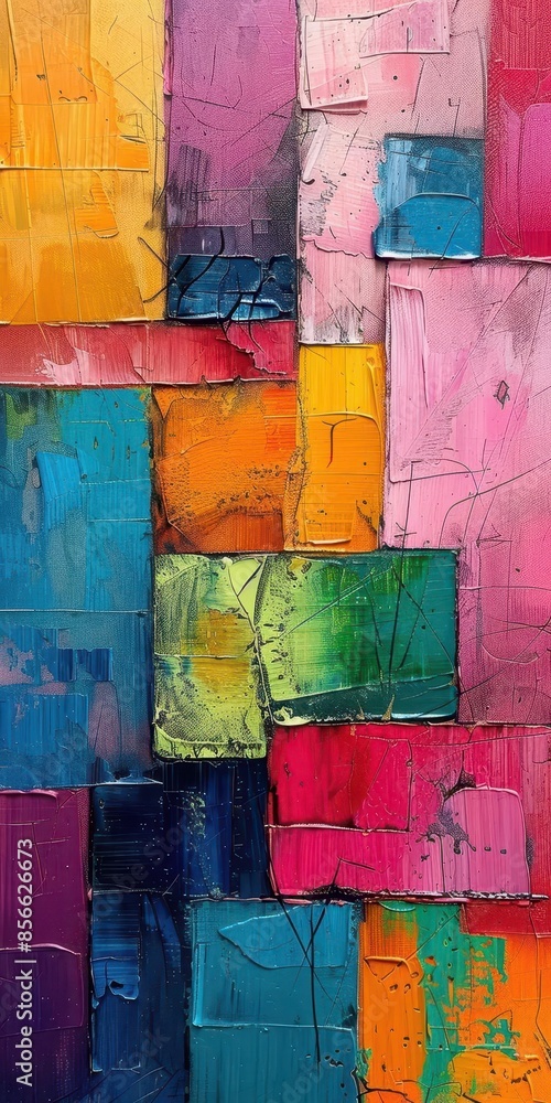 Poster abstract art with bold, textured brushstrokes and a vibrant color scheme creates a dynamic visual ex