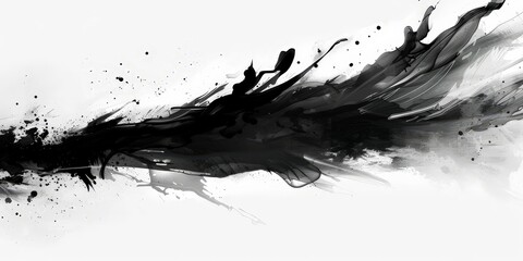 Abstract Black Ink Splash on White Background