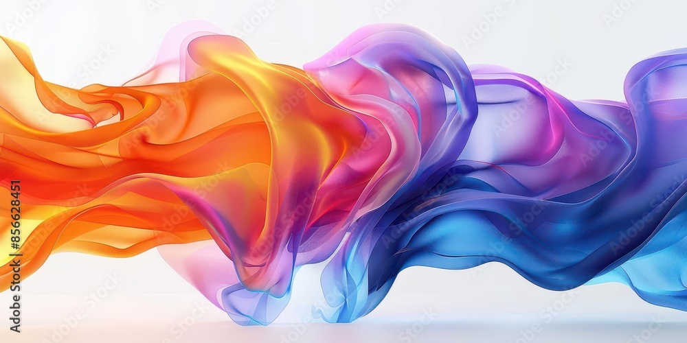 Poster vibrant abstract shapes with gradients and seamless transitions against a white backdrop create a vi