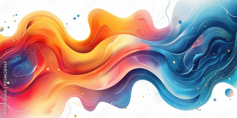 Poster vibrant abstract shapes featuring gradients and seamless transitions set against a pristine white ba
