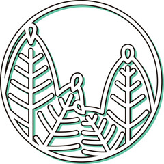 カラーシャドウの円形ミニ花札　睦月　松　1月　松のカス