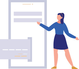 Girl is paying online on mobile phone.