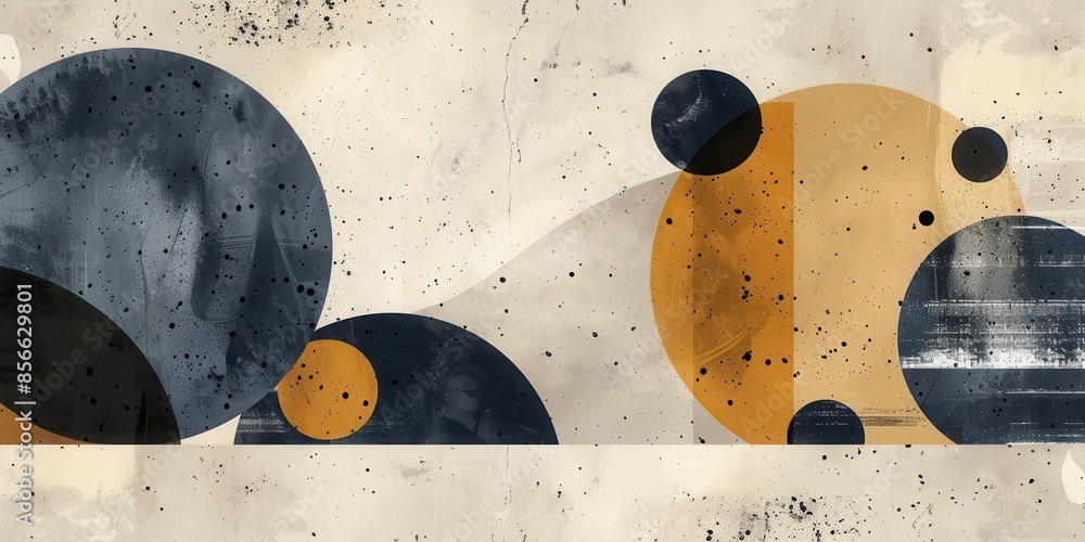 Poster minimalistic abstract design with clean lines and geometric shapes in cool tones