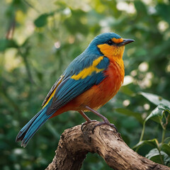 Obraz premium Vividly colored bird in nature.