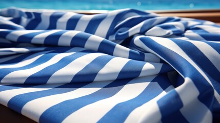 Nautical blue and white striped fabric.